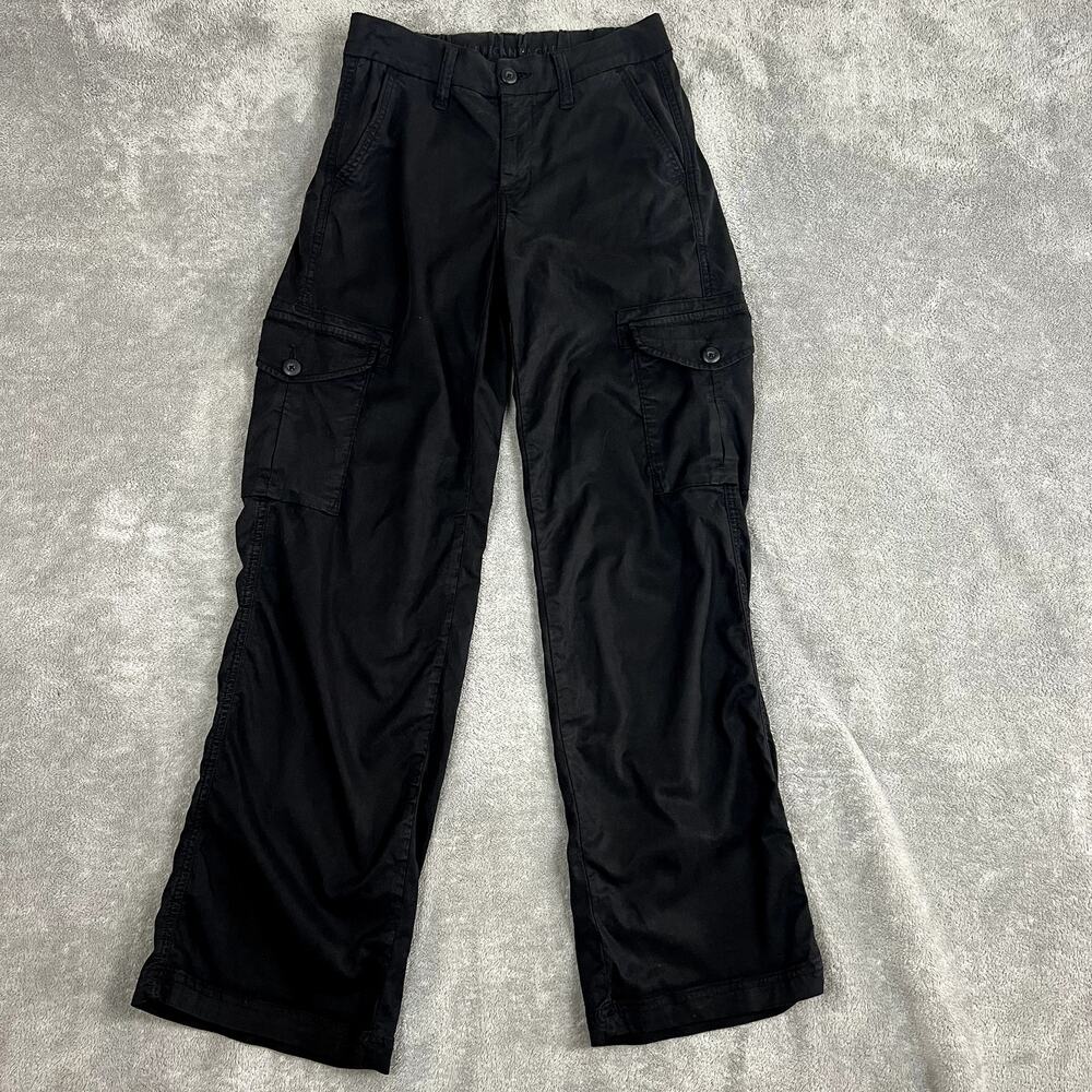 American Eagle Mid Rise Baggy Wide Leg Pants Womens 000/26 Black Cargo